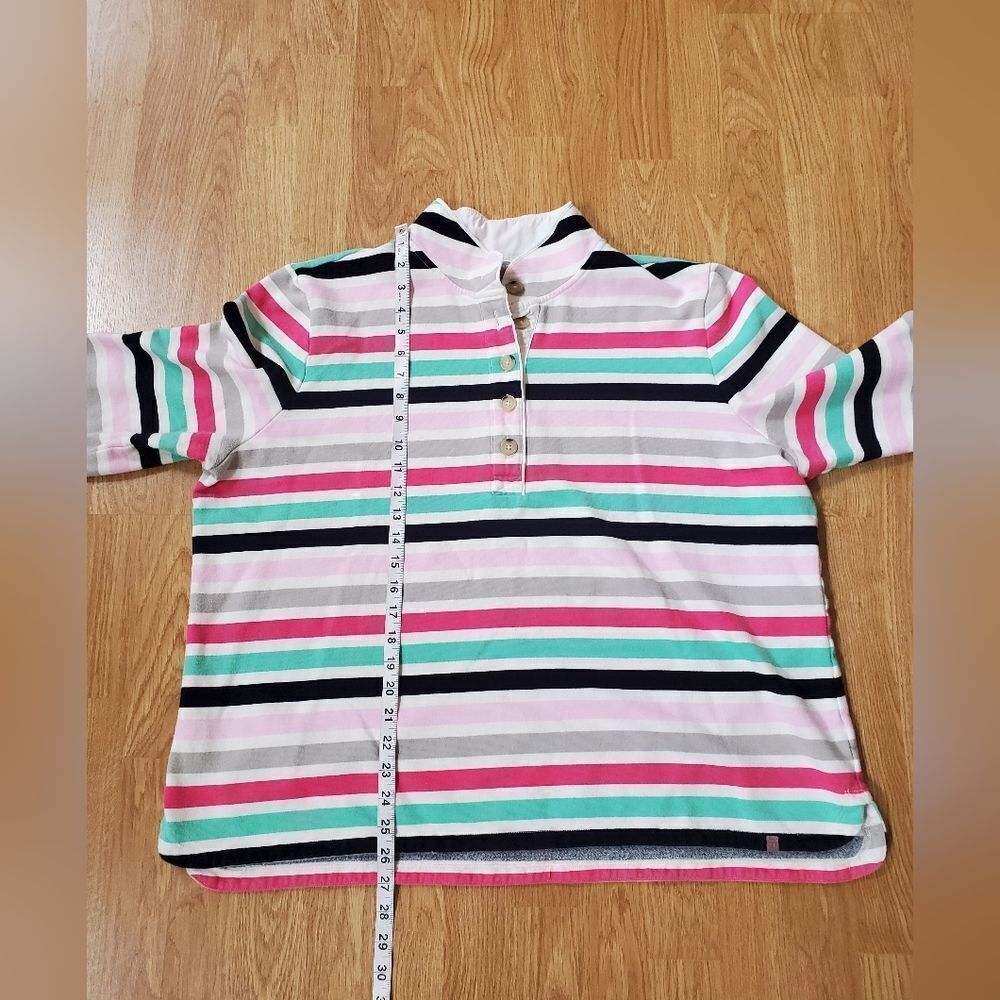 Talbots Striped Button Up Pullover Sweatshirt Sz … - image 8